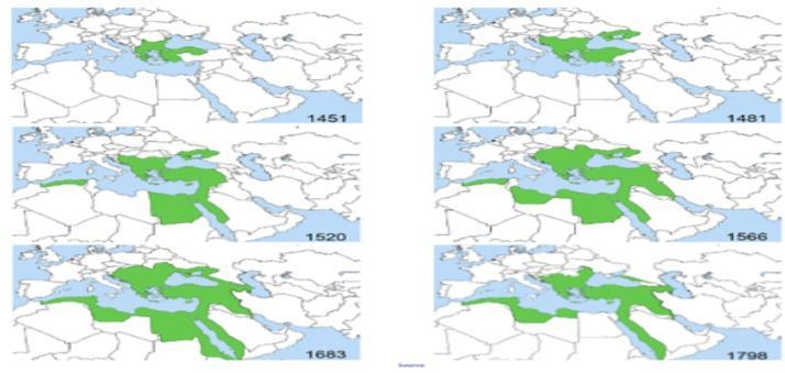 Describe how the Ottoman Empire changed over time.-example-1