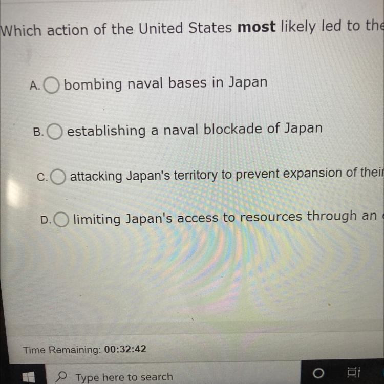 Which action of the United States most likely led to the Japanese attack on Pearl-example-1