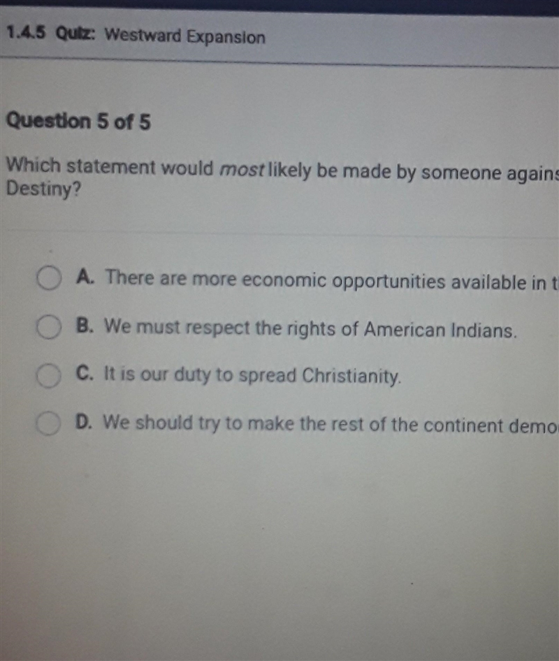 please help asp ! which statements would most likely be made by someone against manifest-example-1