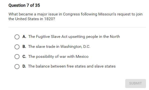 what became a major issue in congress following Missouri's request to join the united-example-1