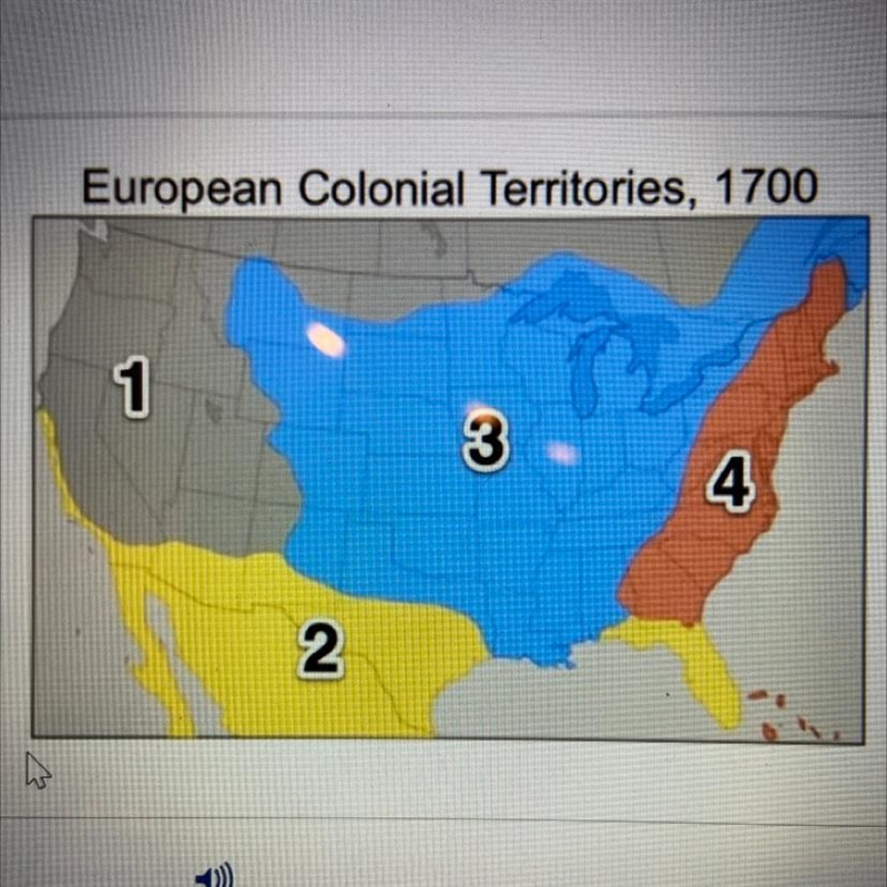 Which number on this map marks the area of colonial North America controlled by France-example-1