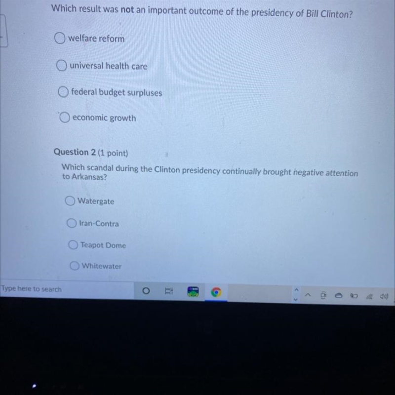 Page 1: Question 1 (1 point) Which result was not an important outcome of the presidency-example-1