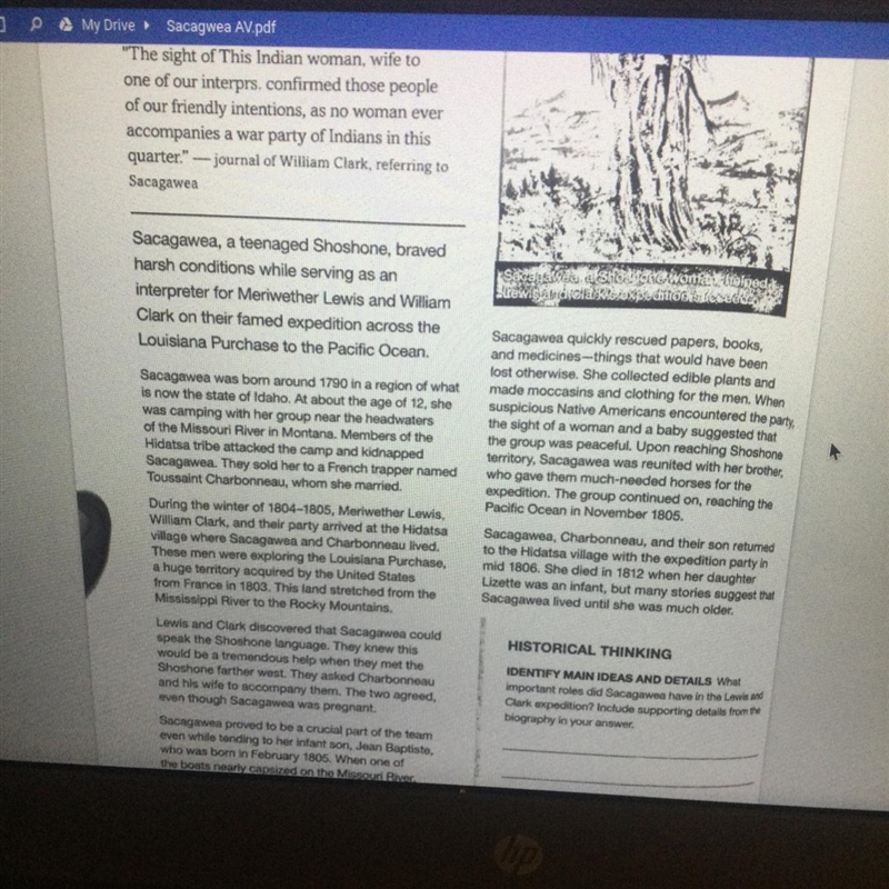 What important roles did Sacagawea have in the Lewis and Clark expedition?-example-1