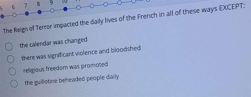 The Reign of Terror impacted the daily lives of the French in all of these ways EXCEPT-example-1