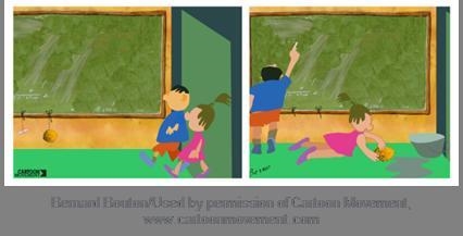 What does this cartoon suggest about gender roles and education? Boys and girls receive-example-1