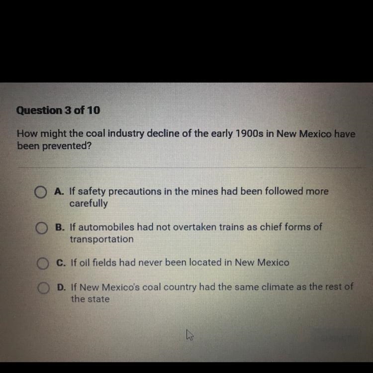 How might the coal industry decline of the early 1900s in New Mexico have been prevented-example-1