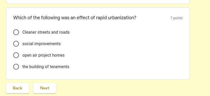 Which of the following was an effect of rapid urbanization?-example-1