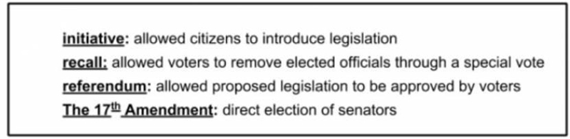 What kind of impact did the following Progressive Reforms have on the US? A) They-example-1