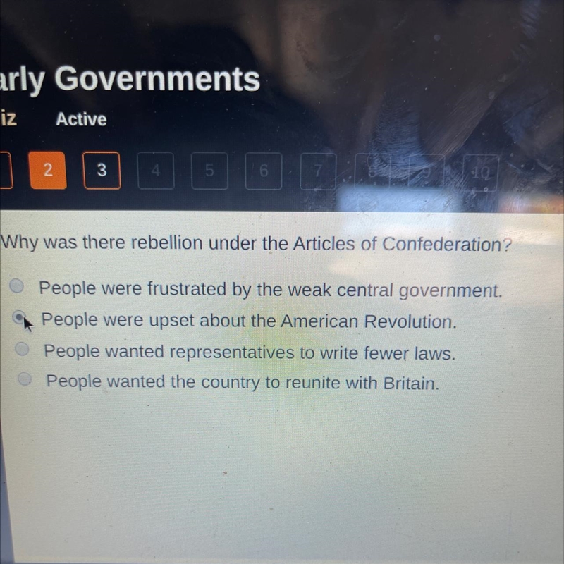 Why was there rebellion under the Articles of Confederation? People were frustrated-example-1