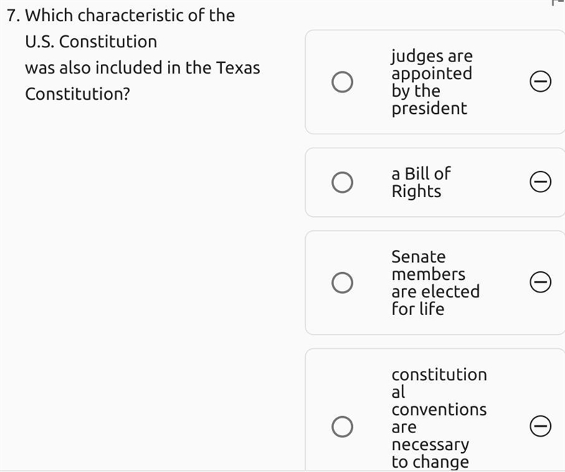 Which characteristic of the U.S. Cinstitution was also included in the texas Contitution-example-1