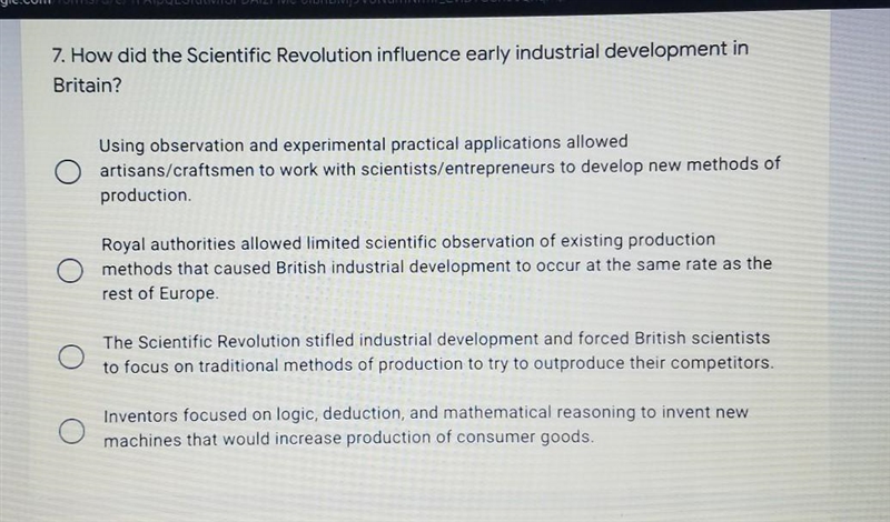 How did the Scientific Revolution influence early industrial development in Britain-example-1