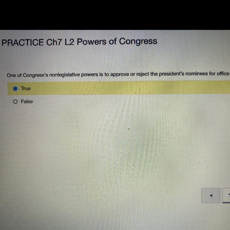 One of Congress's nonlegislative powers is to approve or reject the president's nominees-example-1