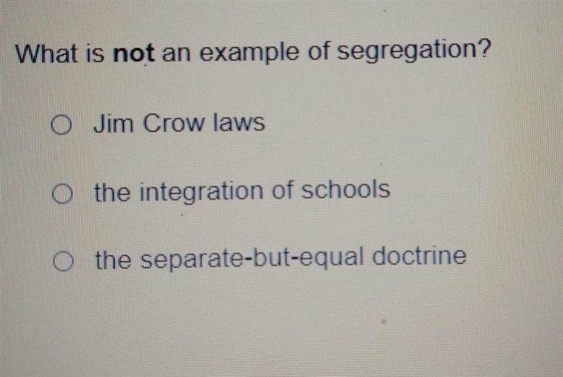 What is not an example of segregation?​-example-1