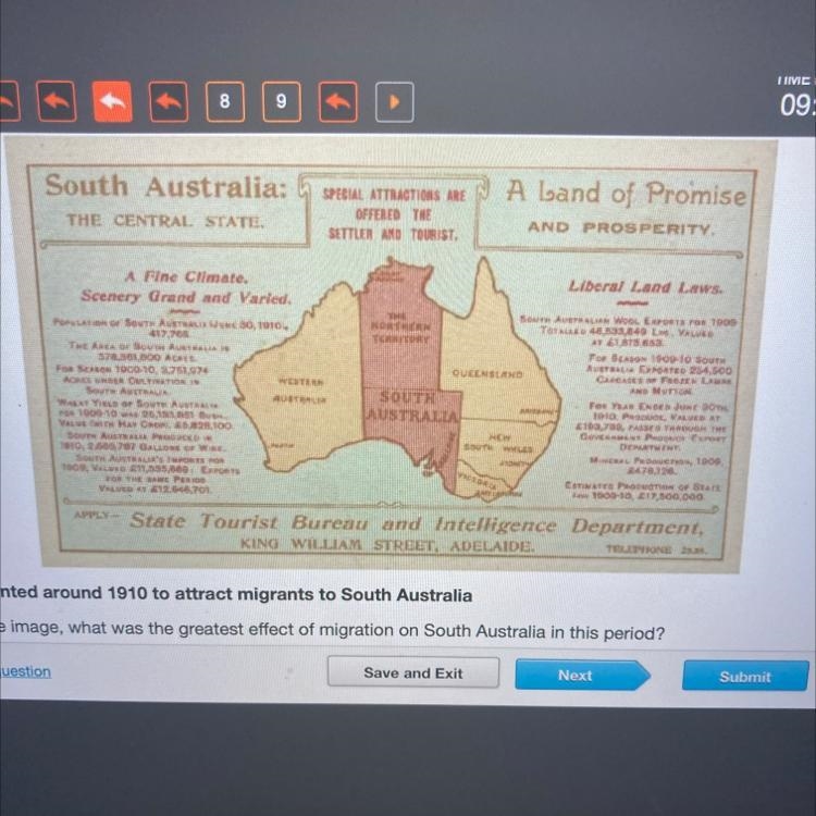 Based on the image, what was the greatest effect of migration on South Australia in-example-1