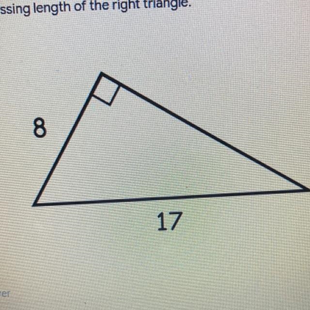 Find the missing length of the right triangle.-example-1