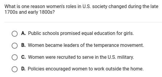 PLEASEEE HELPPPPPP what is one reason women's roles in U.S society changed during-example-1