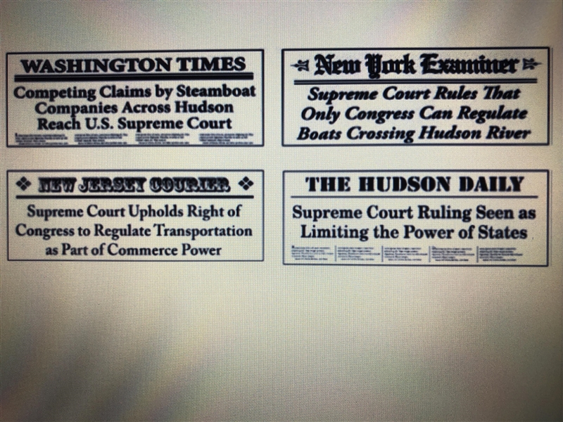 To which US Supreme Court ruling do these newspaper headlines refer? A) McCulloch-example-1