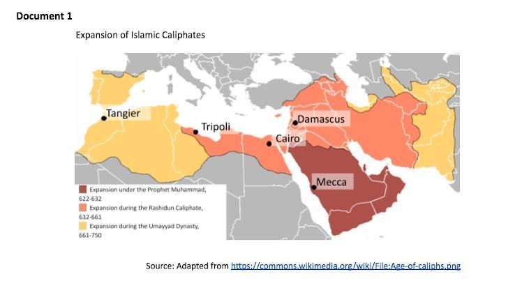 Expansion of islamic caliphates Historical Context refers to the historical circumstances-example-1