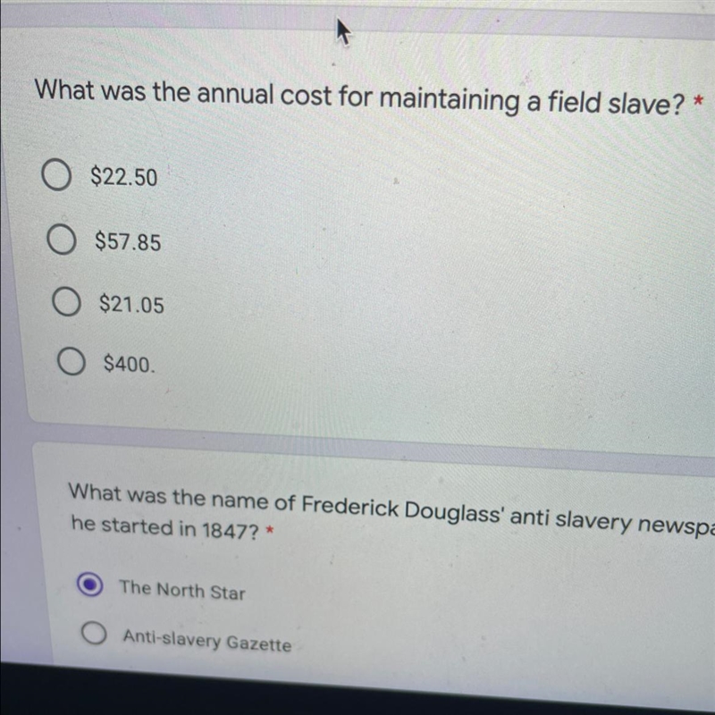 What was the annual cost for maintaining a field slave?-example-1