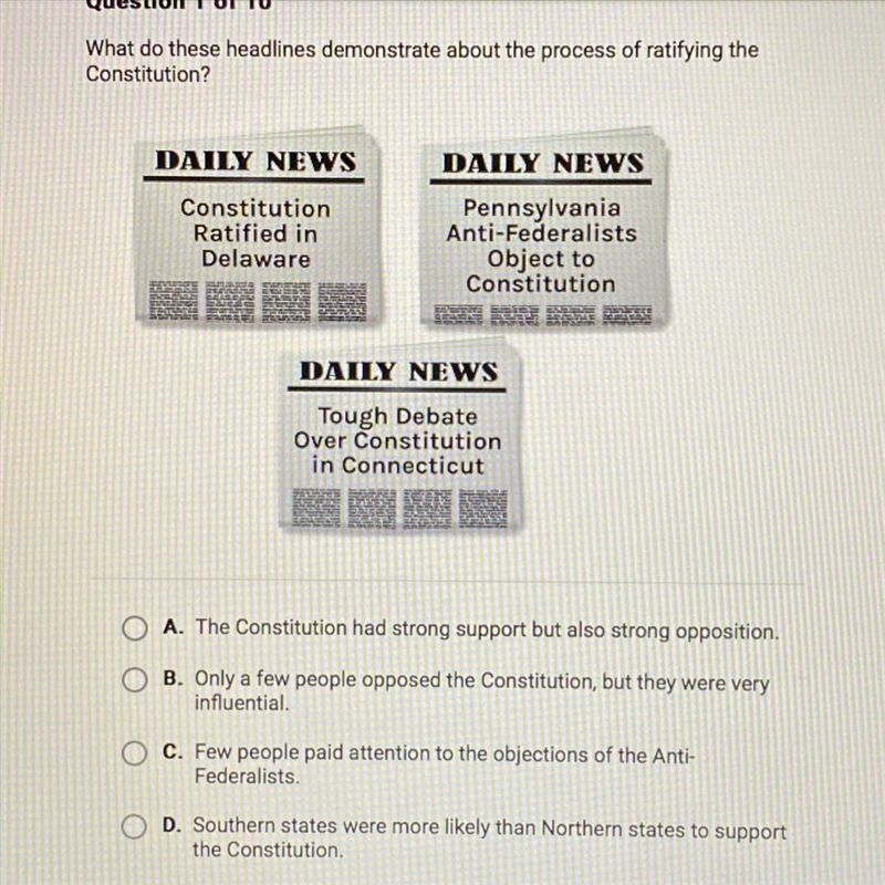 What do these headlines demonstrate about the process of ratifying the Constitution-example-1