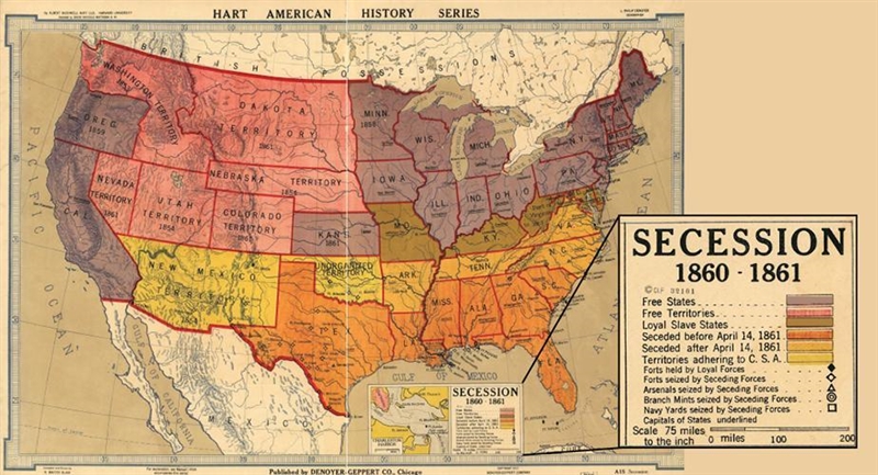 What were the free states during the time period of 1860 - 1861-example-1