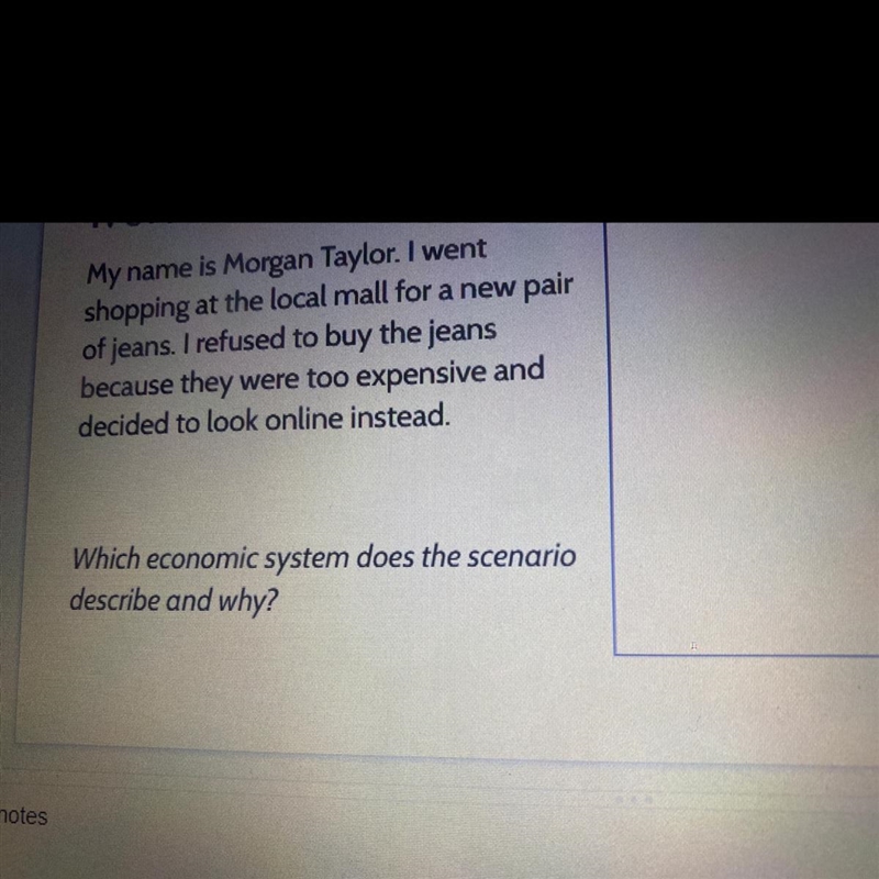 Which economic system does the scenario describe and why? options: traditional economy-example-1