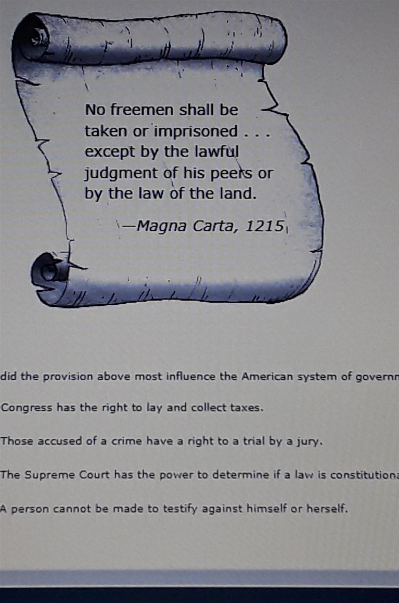 How did the provision above most influence the American system of government?​-example-1