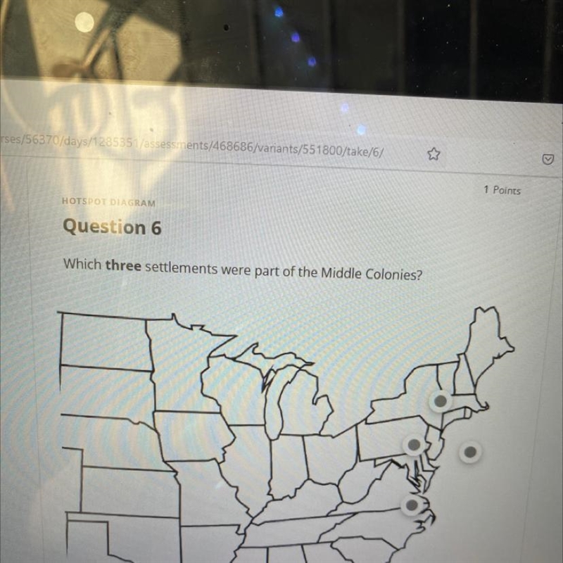 Which three settlements were part of the Middle Colonies?-example-1