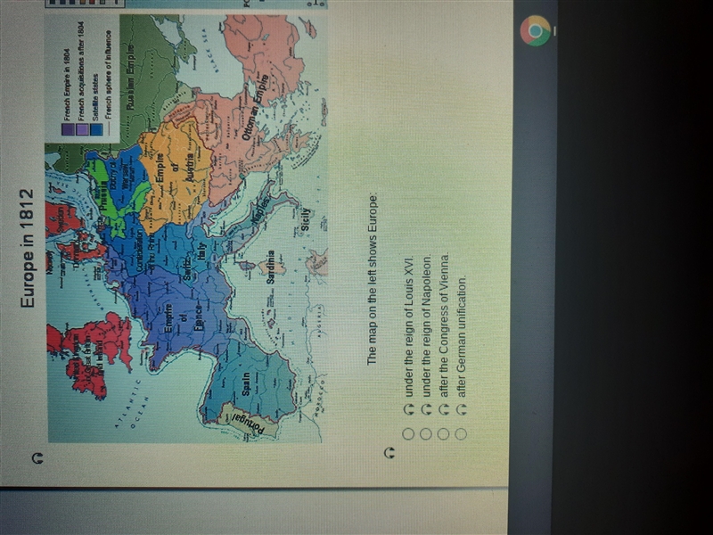 The map on the left shows Europe: A. Under the reign of Louis XVI. B. Under the reign-example-1