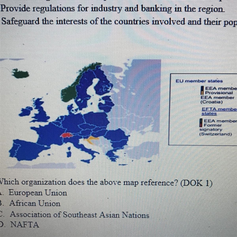 15. Which organization does the above map reference? (DOK 1) A. European Union B. African-example-1