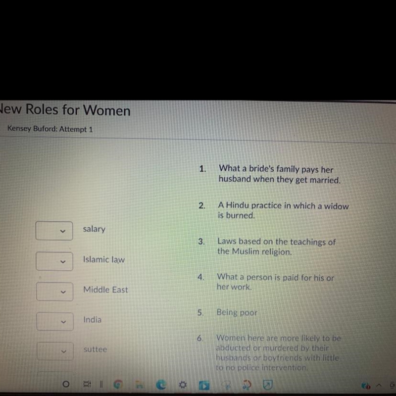 Match the following terms with the correct definition￼-example-1