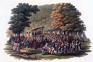 Camp meetings, like the one in the picture above, were thought to inspire which of-example-1