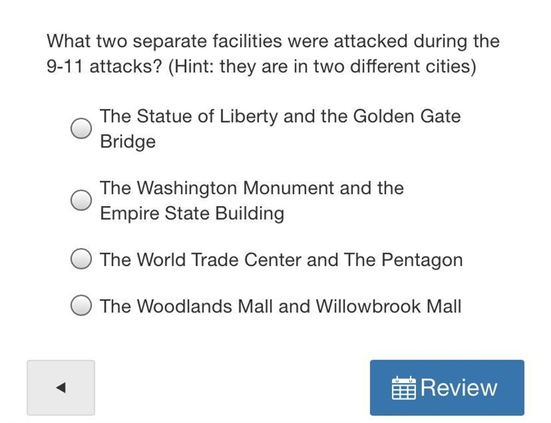 What two separate facilities were attacked during the 9-11 attacks ?-example-1