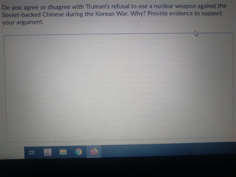 Do you agree or disagree with yrman's refusal to use a nuclear weapon against the-example-1