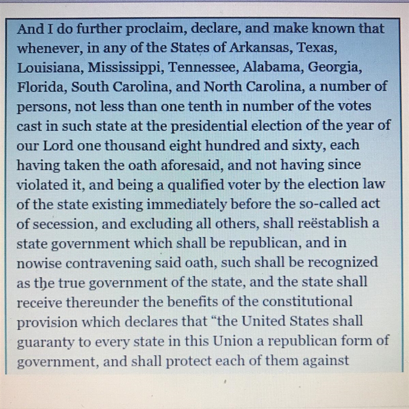 What is the main goal of this proclamation? A. to return voting rights to the people-example-1