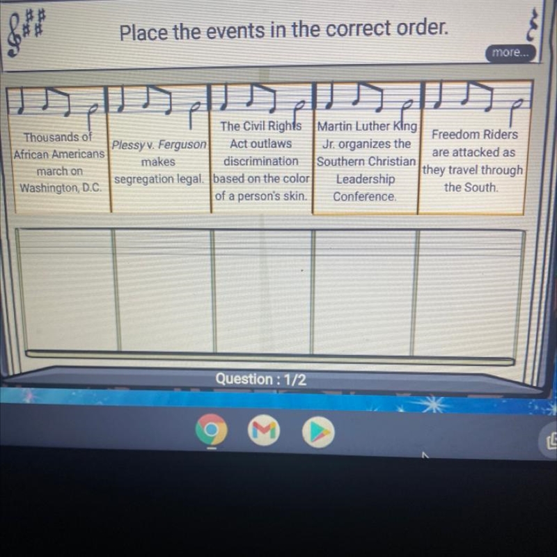 Place the events in the correct order.-example-1