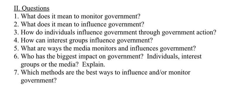 Theres 7 questions. The topic is interest groups and the media. Please help this is-example-1