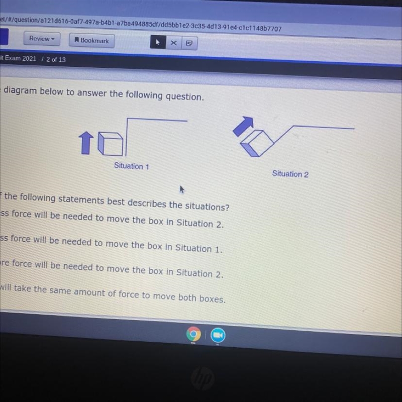 Use the diagram below to answer the following question. Situation 1 Which of the following-example-1