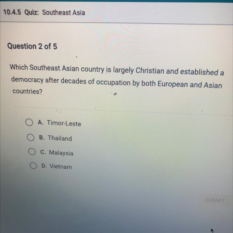 Which Southeast Asian country is largely Christian and established a democracy after-example-1