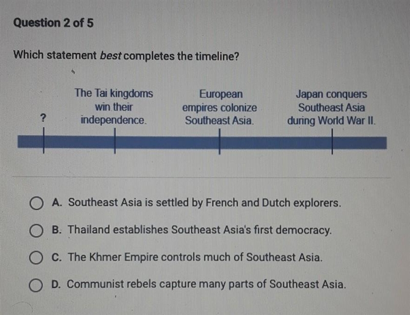 Which statement best completes the timeline? The Tai kingdoms win their independence-example-1