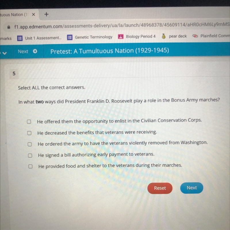 Select All the correct answers In what two ways did President Franklin D. Roosevelt-example-1