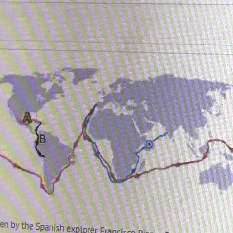 Which route represents the path taken by Spanish explorer Hernán Cortés (Cortez) A-example-1