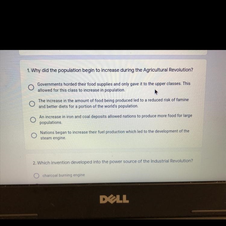 1. Why did the population begin to increase during the Agricultural Revolution?-example-1