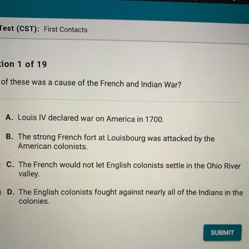 Which of these was because of the French and Indian war?-example-1