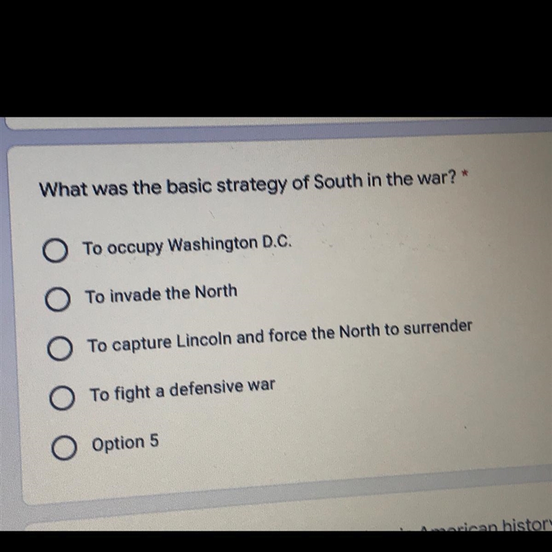 What was the basic strategy of South in the war?-example-1