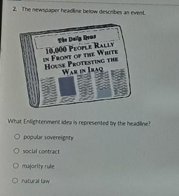 The newspaper headline below describes an event. What Enlightenment idea is represented-example-1