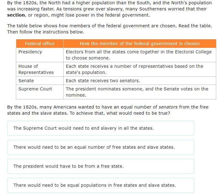 3rd time posting this: By the 1820s, many Americans wanted to have an equal number-example-1