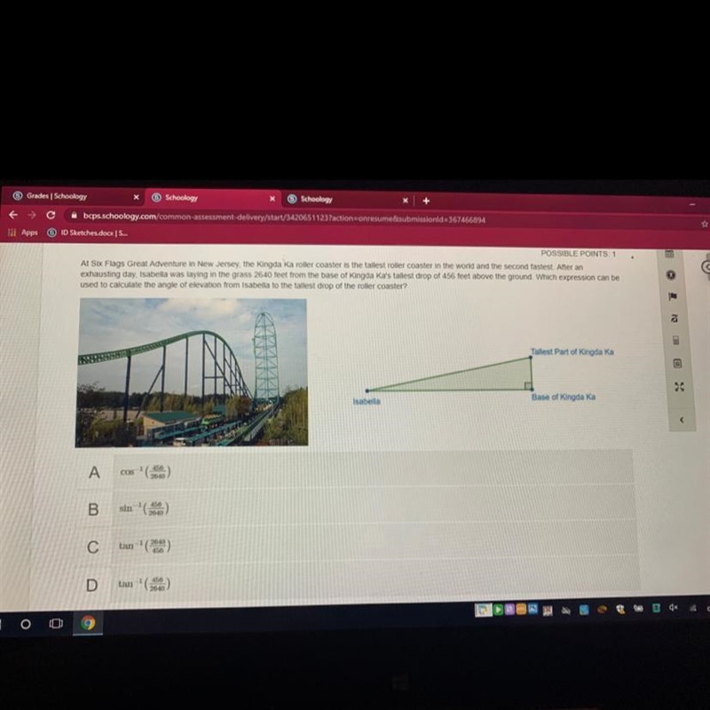 Help ASAP, Which said expression can be used to calculate the angle of elevation from-example-1