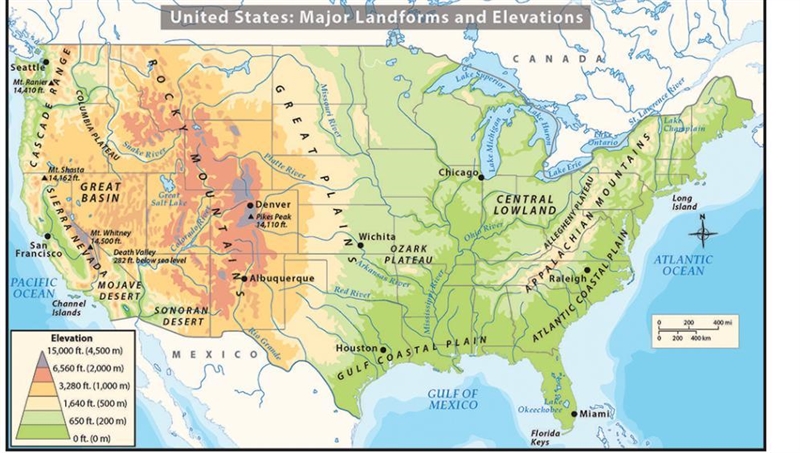 According to the map, which summit is the highest mountain peak? Mount Shasta Pikes-example-1