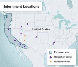 This map shows internment locations during World War II. Where were Japanese Americans-example-1